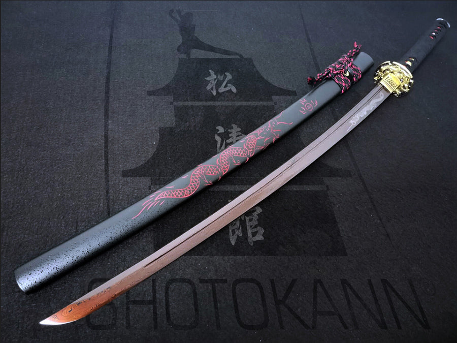 Katana Dragon Kaoru – 2048 Damascus Steel Red Blade