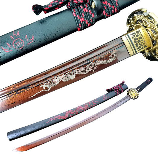 Katana Dragon Kaoru – 2048 Damascus Steel Red Blade